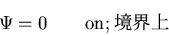 \begin{displaymath}
\Psi=0 \qquad {\rm on} \mbox{;}
\end{displaymath}