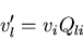 \begin{displaymath}
v^\prime_l=v_iQ_{li}
\end{displaymath}