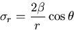 \begin{displaymath}
\sigma_r=\frac{2\beta}{r} \cos\theta
\end{displaymath}