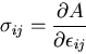 \begin{displaymath}
\sigma_{ij}=\frac{\partial A}{\partial \epsilon_{ij}}
\end{displaymath}